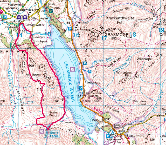 Mellbreak map route lake district