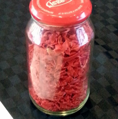 jar of shredded plastic - polyethylene