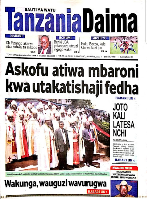 Magazeti ya Tanzania ya leo 08,Januari 2020