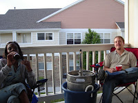 Anjoli and John enjoying some grub and brew.