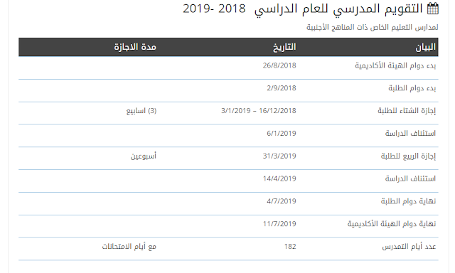 التقويم المدرسي والاكاديمي فـي الامارات UAE