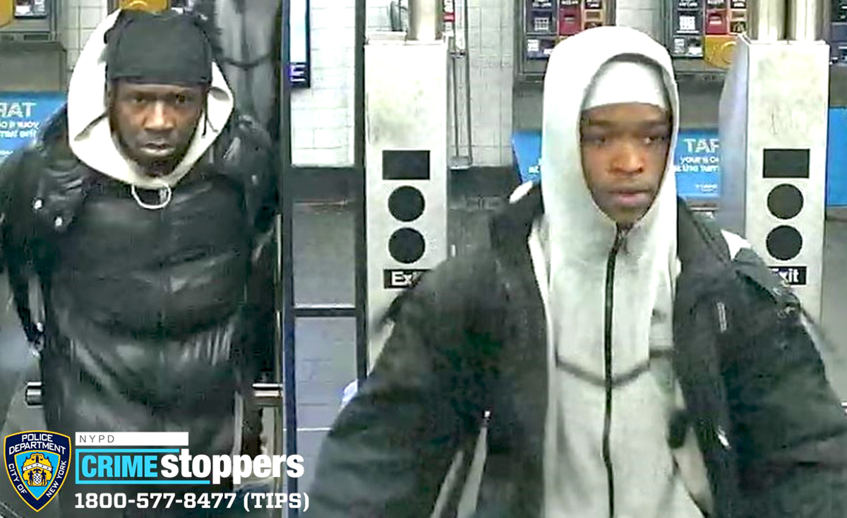 The NYPD is searching for two men in connection with an assault on a Duane Reade employee during a shoplifting.