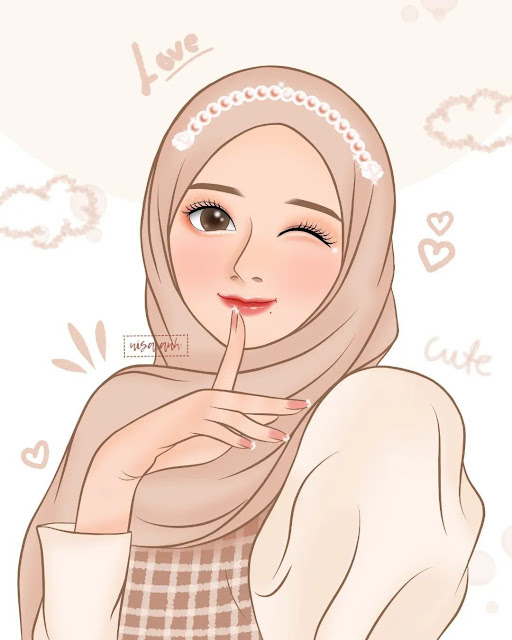 gambar cewek2 cantik lucu berhijab kartun