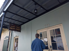 Dean at the door to Vieux Carre Baptist
