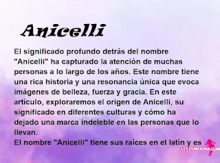 significado del nombre Anicelli
