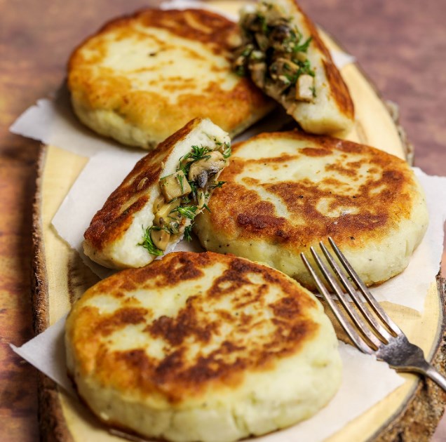 MUSHROOM STUFFED POTATO CAKES