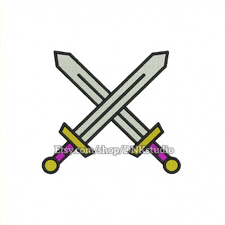 Crossed Swords Embroidery Design