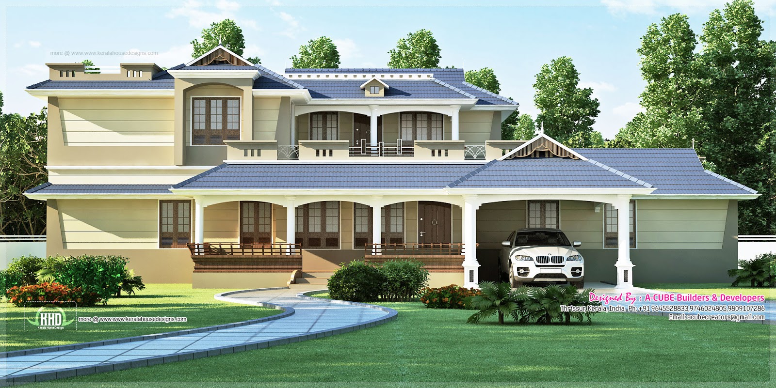 Luxury sloping roof 5  bedroom  villa exterior Home  Kerala  