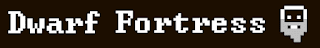 Dwarf Fortress Bay 12 Official Logo with the title "Dwarf Fortress" and a little pixelated dwarf to the right of the title