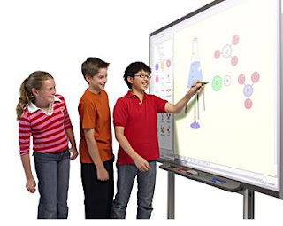 Children creating music on an interactive whiteboard.