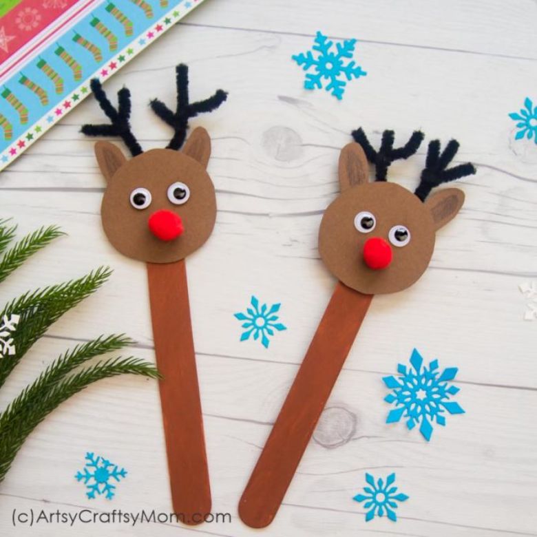 Popsicle stick reindeer craft for kids