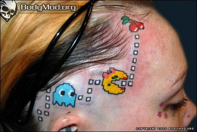 Pac Man Tattoo on Head