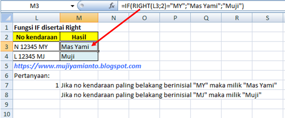 soal excel if, left, mid, right