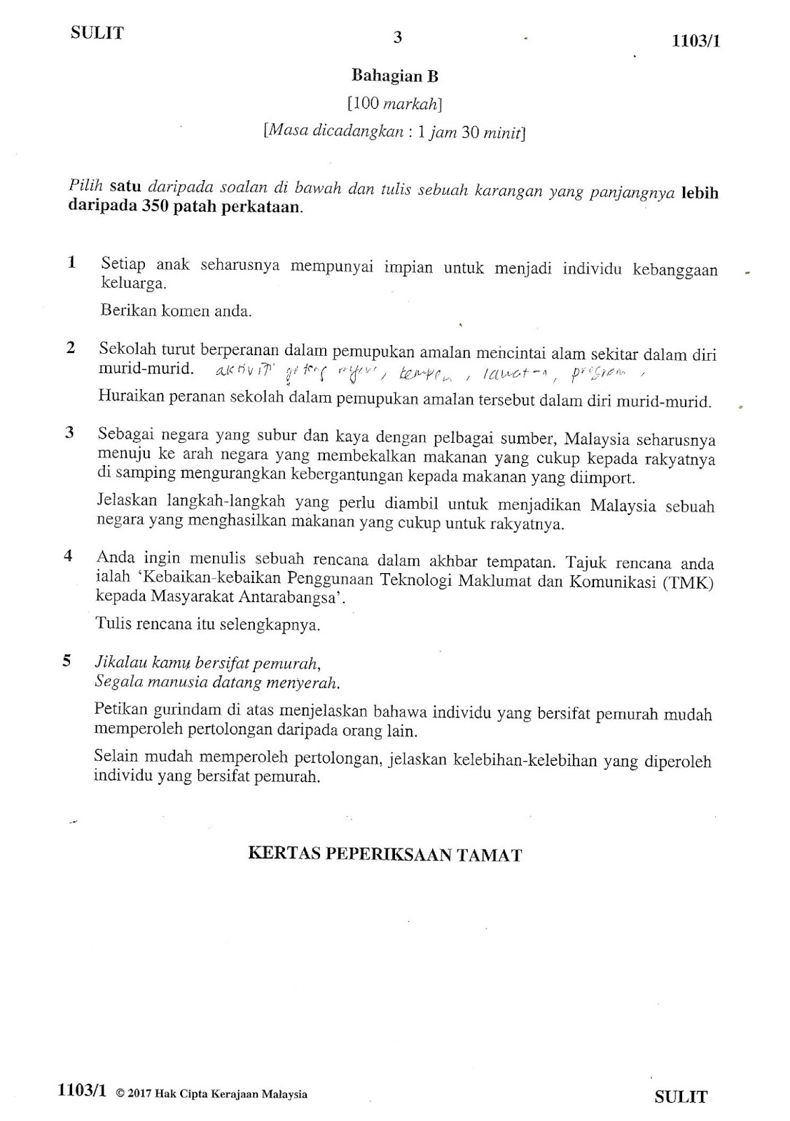 Laman Bahasa Melayu SPM: SOALAN KERTAS BAHASA MELAYU 