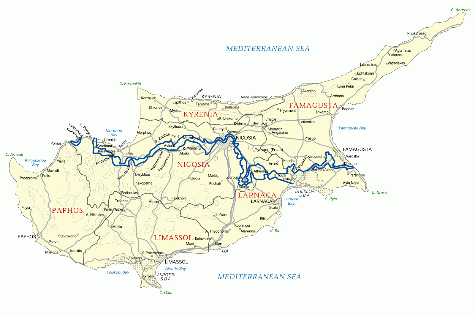 cypern kort over Cypern Geografiske Kort Over Cypern Global Encyclopedia cypern kort over