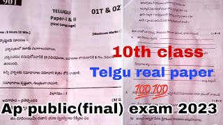 Ap 10th Class Telugu Public exam paper 2023