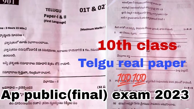 10th public exam question paper 2023 telugu 