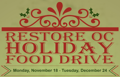 ReStore OC Holiday Food Drive - Monday, November 18th at 9am through to Tuesday, December 24th at 5pm