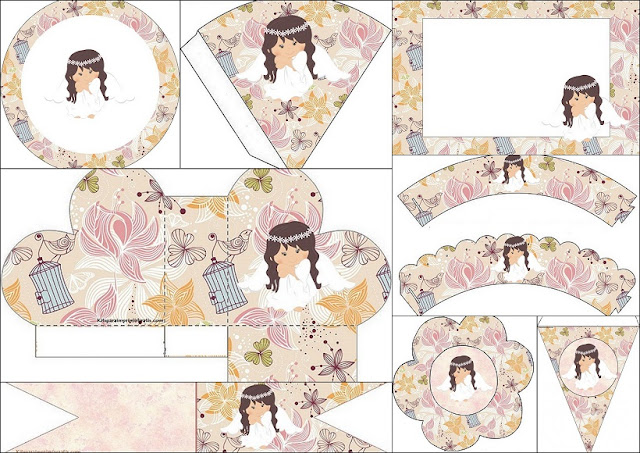 Angel in Vintage Garden: First Communion Free Printable Kit.