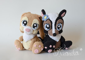 Krawka: Miss Bunny and Skunk Flower - disney bambi inspired crochet pattern by Krawka