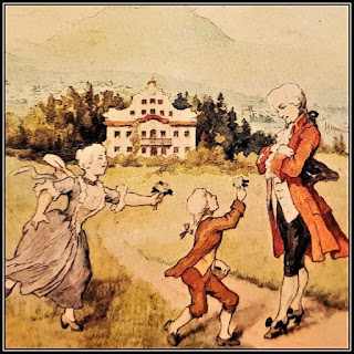 Painting showing Mozart playing with his father and sister