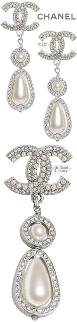 Chanel silver pearl drop earrings #brilliantluxury