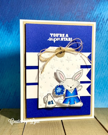 You're a superstar by Lynn features Touchdown Tails by Newton's Nook Designs; #inkypaws, #newtonsnook, #cardmaking, #rabbitcards, #footballcards, #cheerleadingcards, #cardmaking
