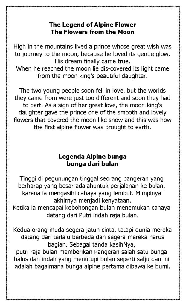 Flowers from the Moon, Contoh Cerita Legenda Bahasa 
