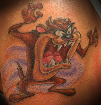 Tasmanian devil cartoon tattoo.