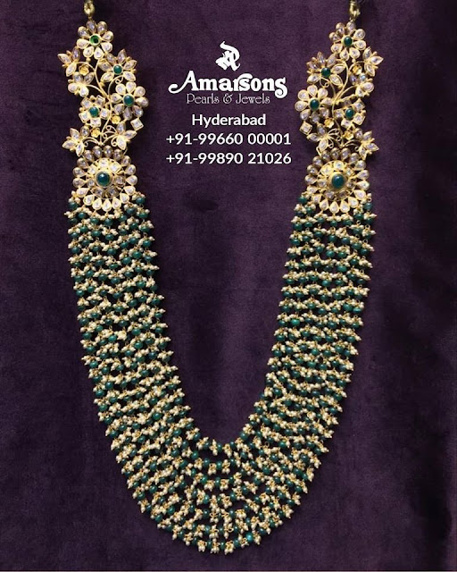 Emerald Beads Pearls Haram by Amarsons