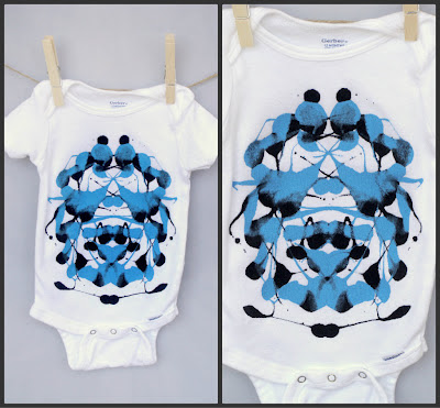 Gift for new mother painted Onesie in blue and black