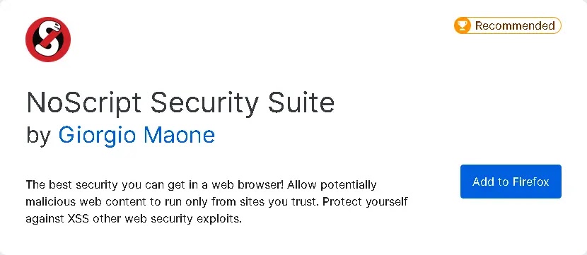 NoScript Security Suite Firefox Extension
