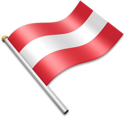 The Austrian flag on a flagpole clipart image