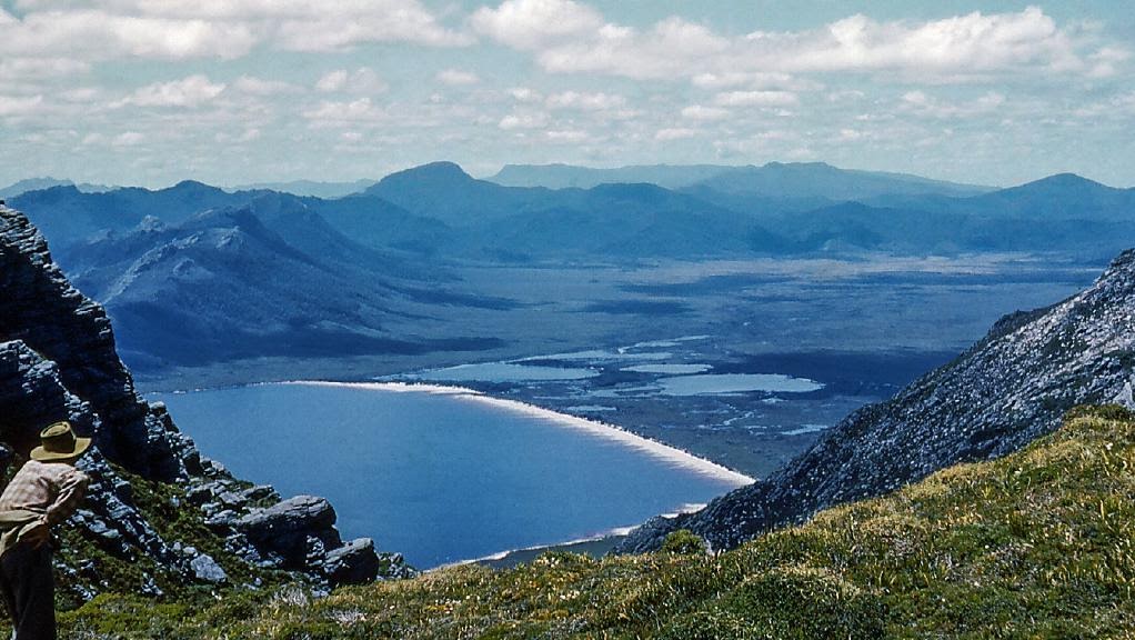 Lake Pedder from Frankland Range near Coronation Peak in the 1950s