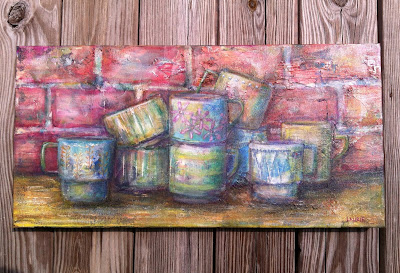 Coffee Mugs by a Brick Wall
