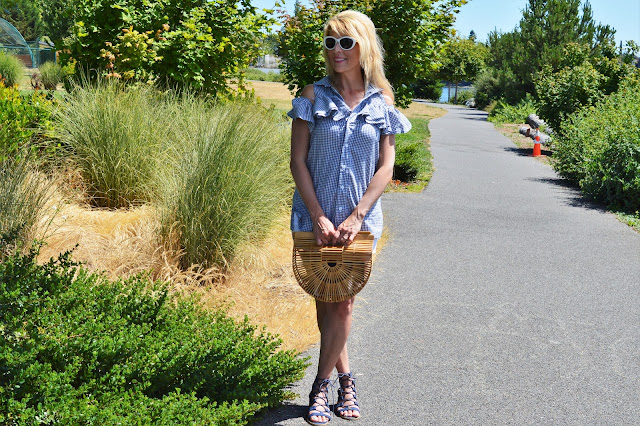 DIY Gingham Cold Shoulder Top