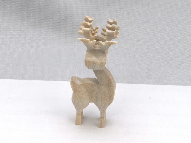 Handmade Wood Christmas Reindeer Herd - Set of Three - 3D Compound Cut