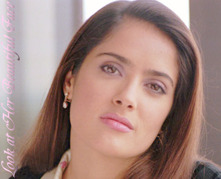 Salma Hayek Beautiful Face And Her Lovely Long Straight Hairstyle