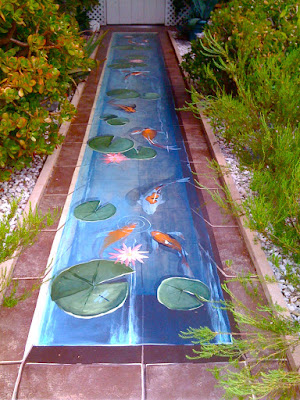 Faux painted koi pond by Denise Cerro