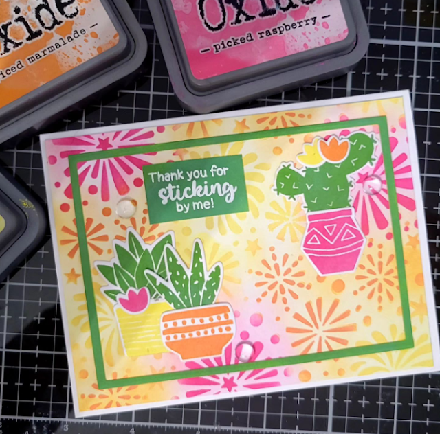 Thanking you for sticking by you by Dayna A. features Fireworks and Cultivated Cacti by Newton's Nook Designs; #inkypaws, #newtonsnook, #cacticards, #cardmaking, #cardchallenge