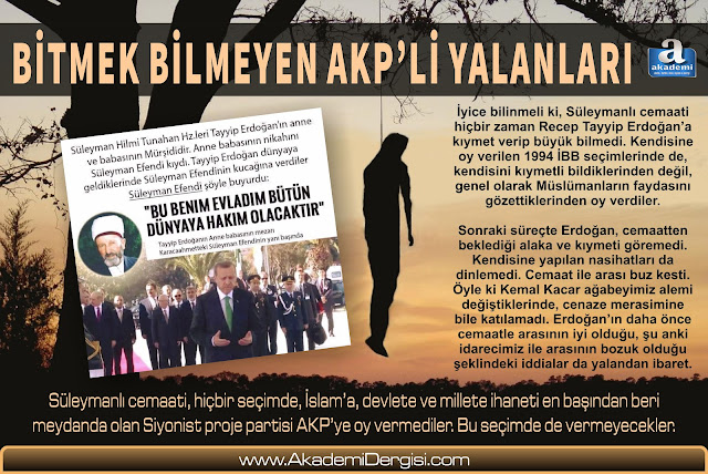 akit gazetesi, akp'nin gerçek yüzü, Recep Tayyip Erdoğan, süleyman hilmi tunahan, süleymanlılar, akademi dergisi, mehmet fahri  sertkaya, seçim, 