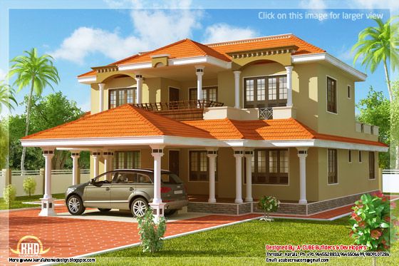 Indian sloping roof home design