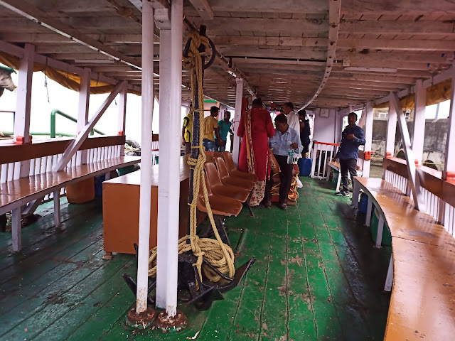 Inside ferry to Elephanta Island