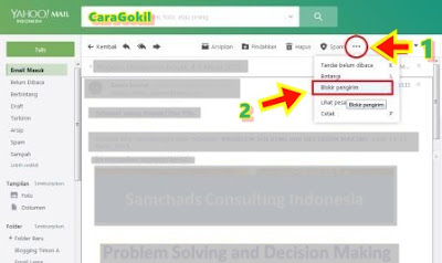 blokir atau menghentikan email  pengirim pesan di yahoo