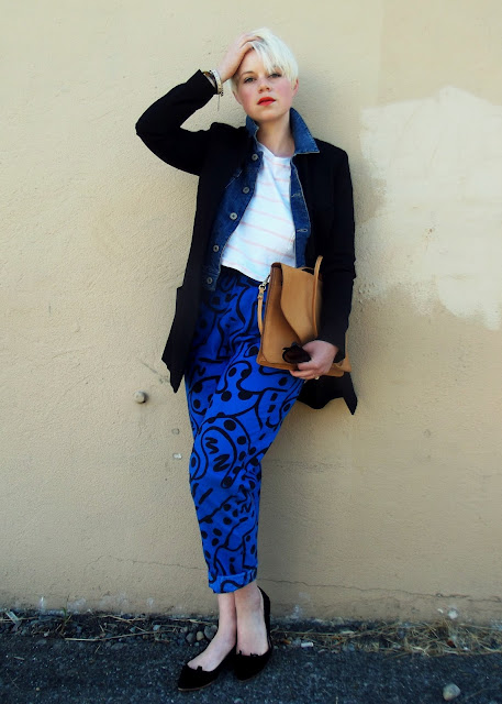 in style, patterned pants, fall fashion, pixie cut, red lipstick, look of the day, seattle street style