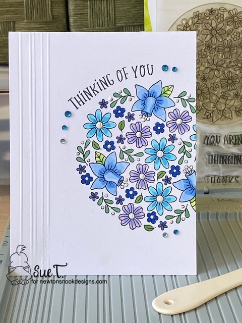 Thinking of you by Sue features Floral Roundabout by Newton's Nook Designs; #inkyPaws, #newtonsnook, #cardmaking, #floralcards