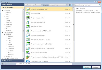Nuevo proyecto Visual C# para screenshot