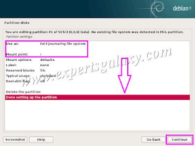 Debian Setup Partition Complete