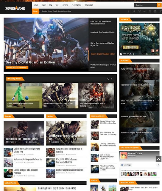  Download PowerGame Blogger Template Free 2019