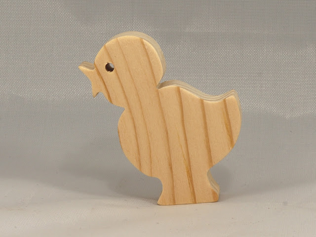Wood Toy Chirping Bird, Chick Cutout, Handmade, Unfinished, Unpainted, Paintable, Ready To Paint, Freestanding, from Itty Bitty Animal Collection